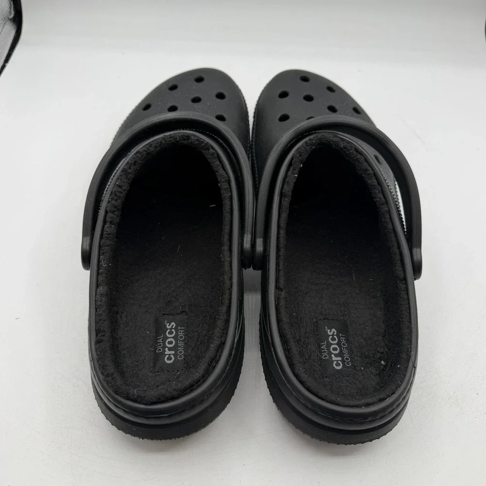 Crocs Classic Lined Clogs Mens Sz 13 Black Slip On Shoes Slippers Comfort 203591